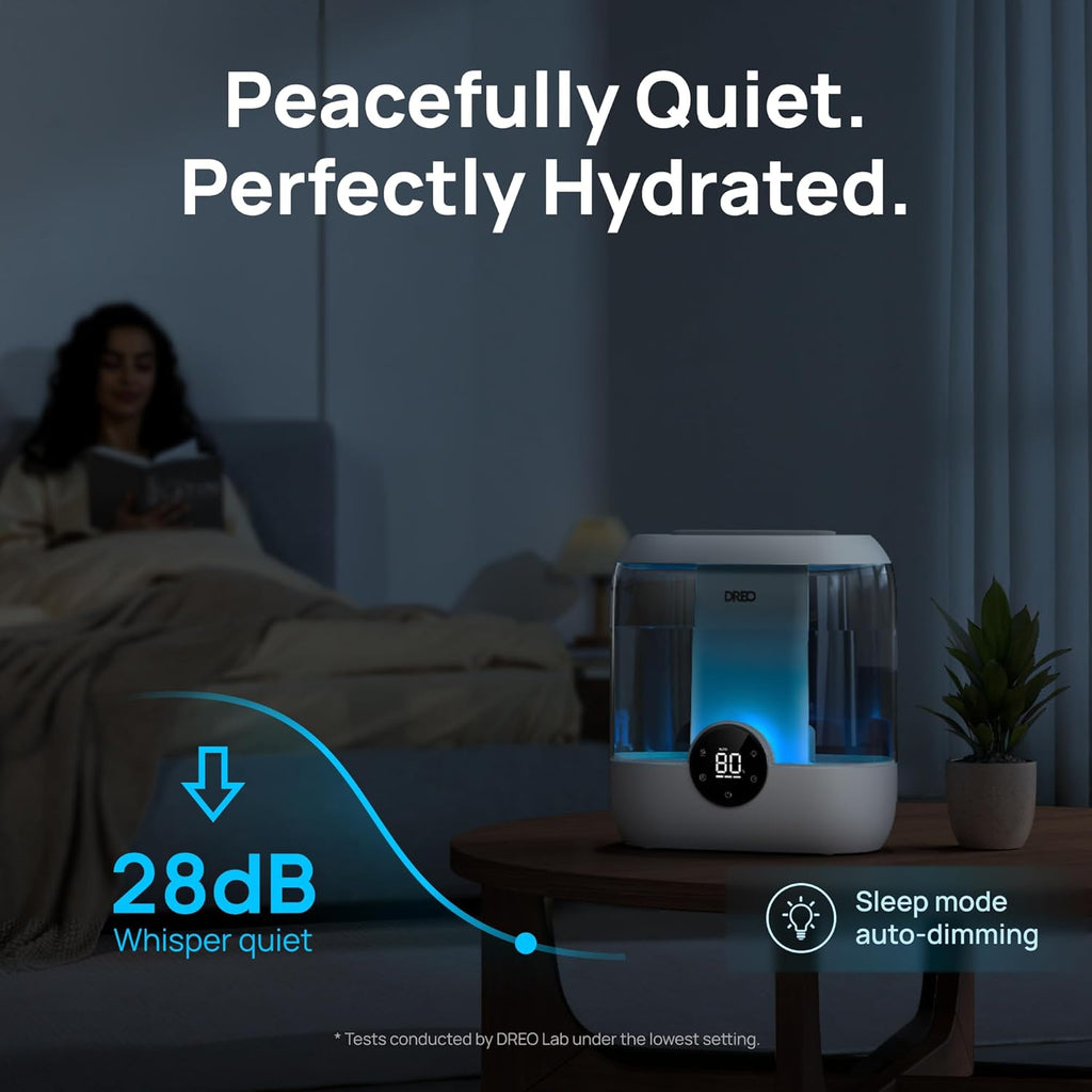 6L Ultrasonic Cool Mist Humidifier for Bedroom, 60 Hour Runtime, Gray B71797