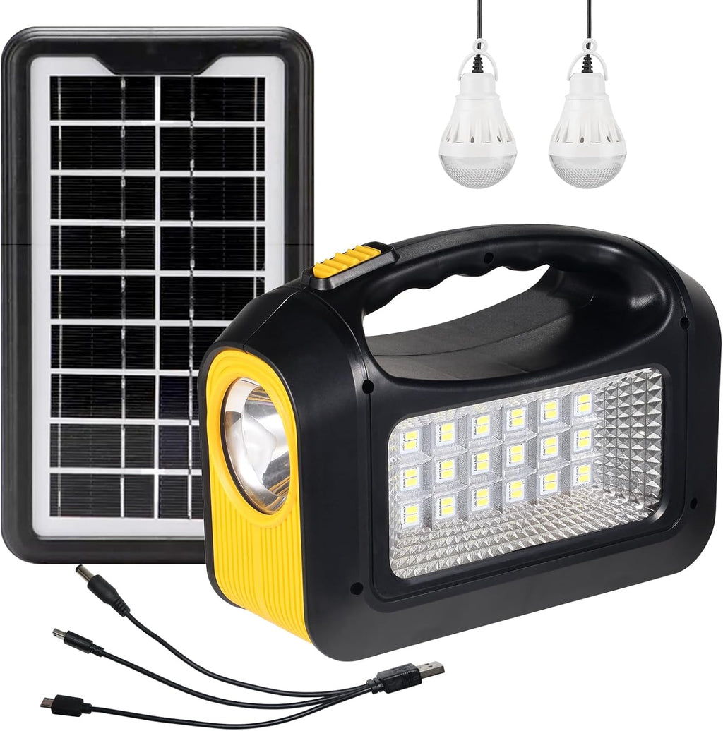 Solar Generator with Panels - Portable Power Station for Emergency Power Supply,Solar Powered Generators for Home Use Including 2 Sets LED Light (Yellow)
