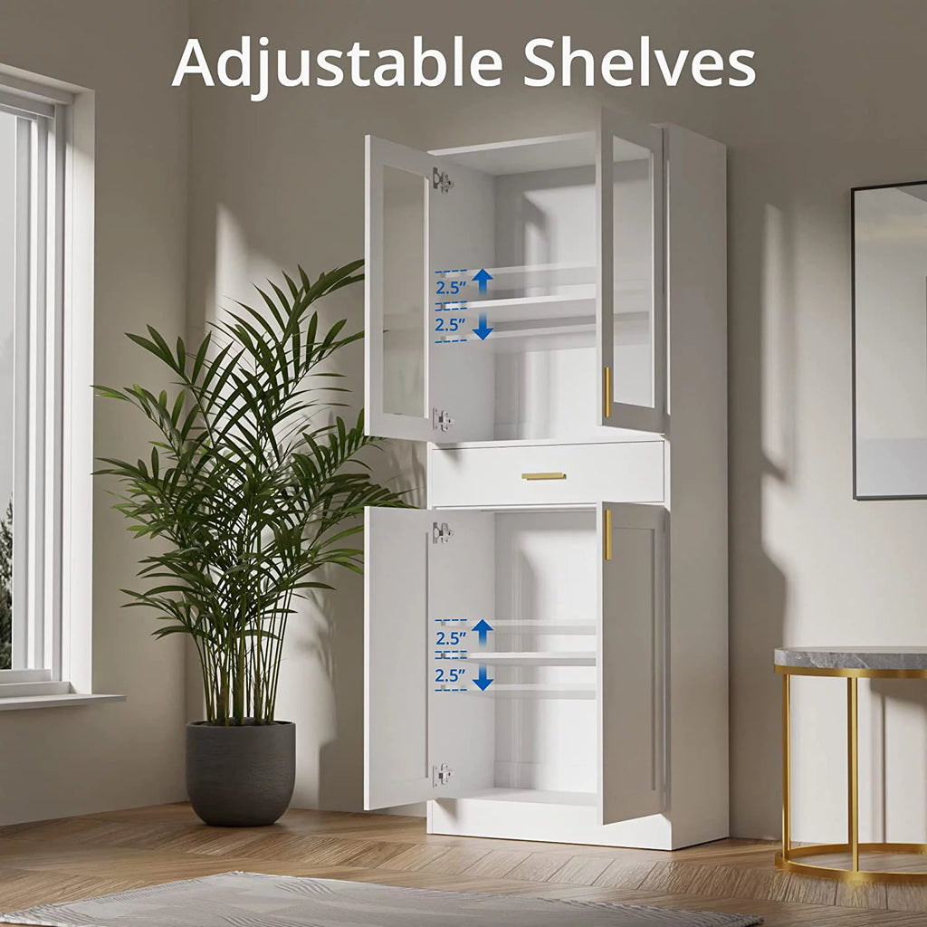 White Display Cabinet with Acrylic Glass Doors and Drawer T342899
