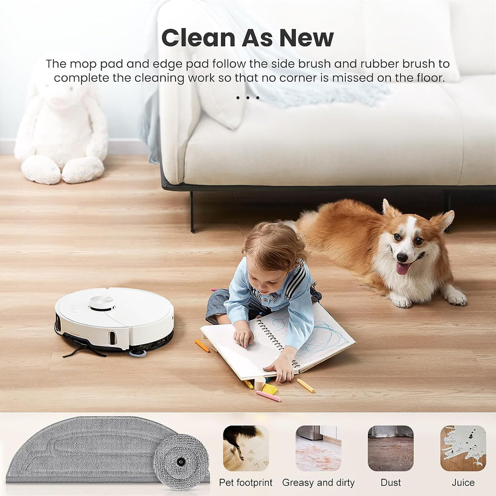 Mop Pads Refills for Robot Vacuum, 6 Pack with Edge Mop Cloth K474