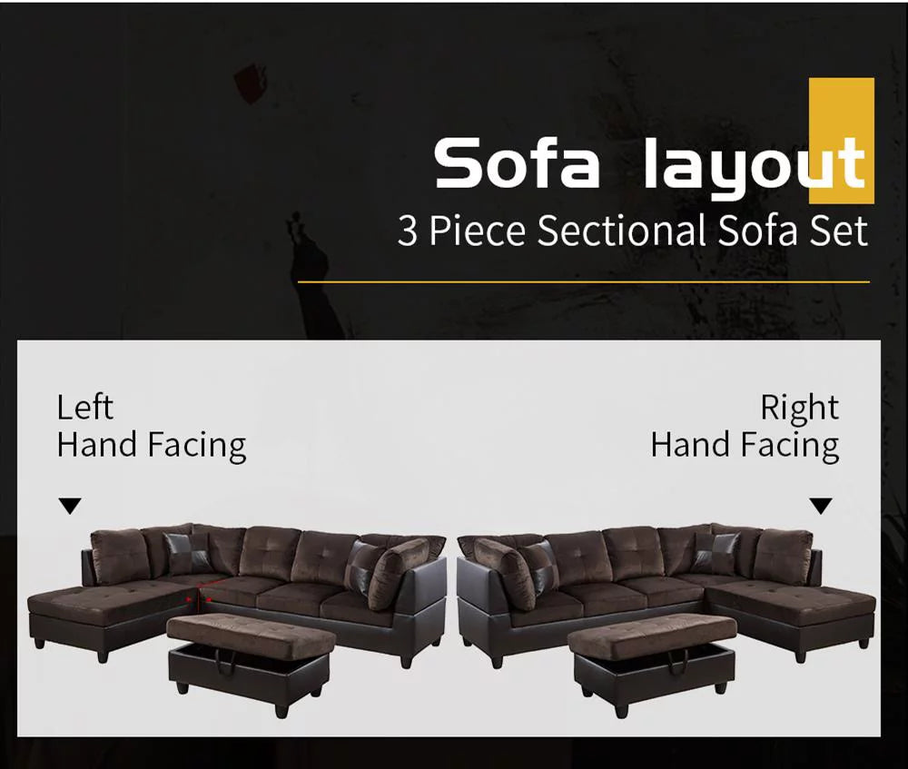 Sectional Sofa with Storage Ottoman M565