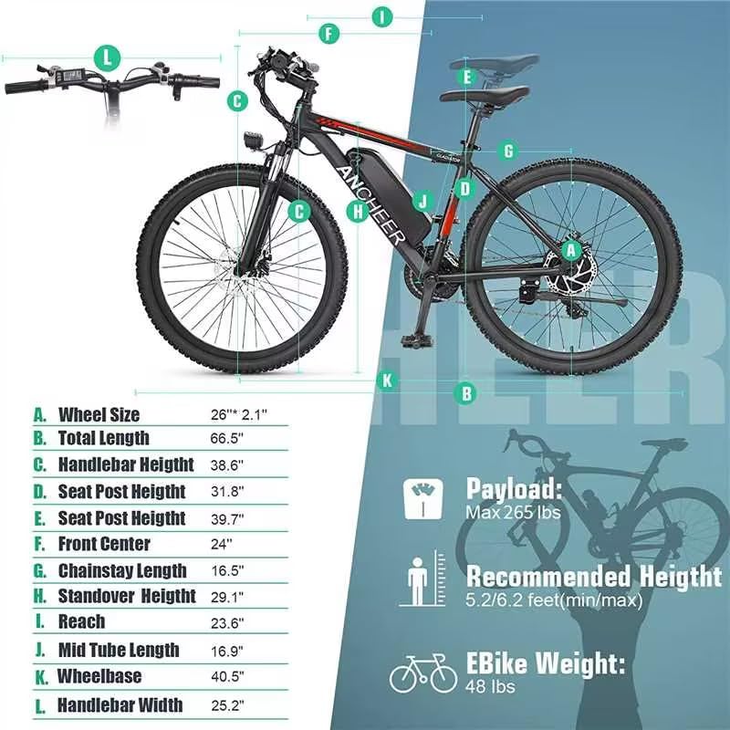 Electric Bike for Adults, 500W Motor, 48V Battery, 55 Miles Range V810199