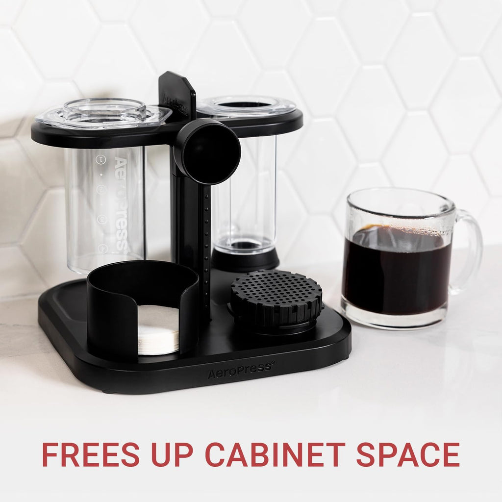 Coffee Maker Organizer Stand, Compact Storage for Coffee Accessories, Black F12530