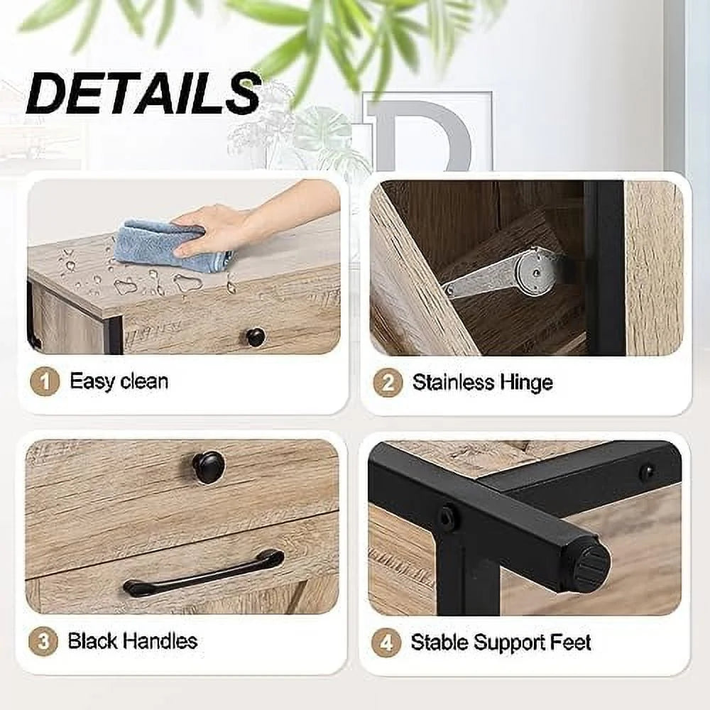 Double Barn Door Trash Cabinet with Hideaway Drawer X802