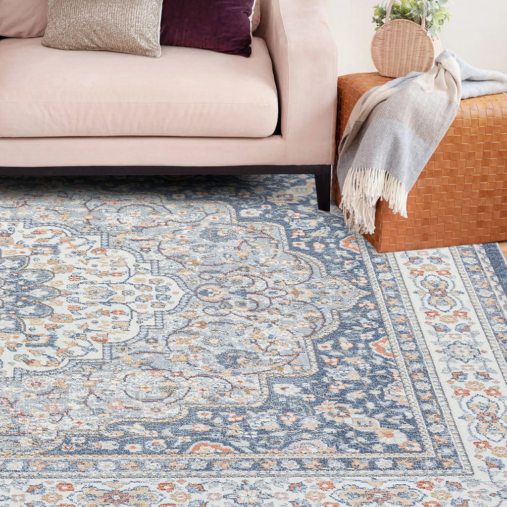 5x8 Medallion Area Rug Navy Gray F915