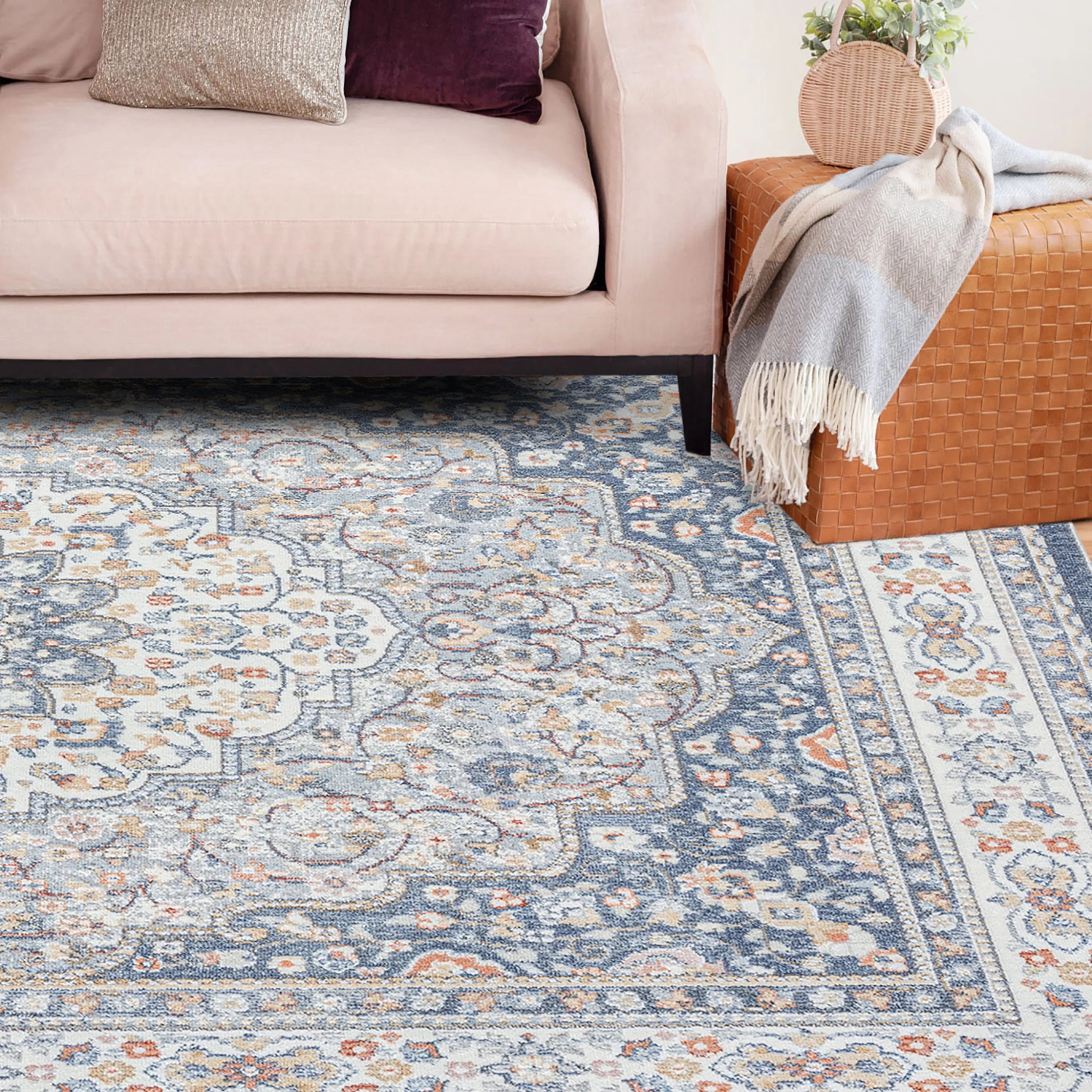 5x8 Medallion Area Rug Navy Gray F915