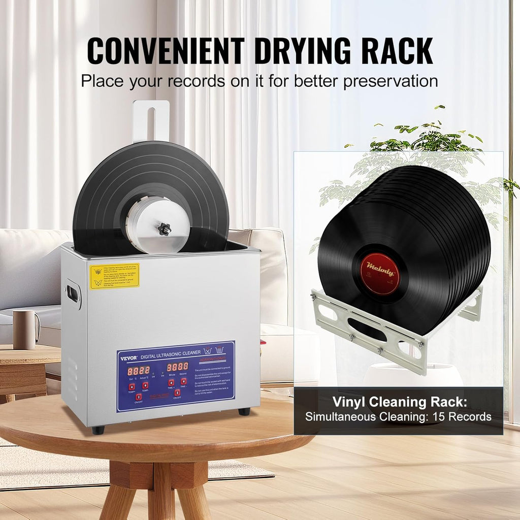 Ultrasonic Vinyl Record Cleaner, 6L, 180W with Drying Rack I690454