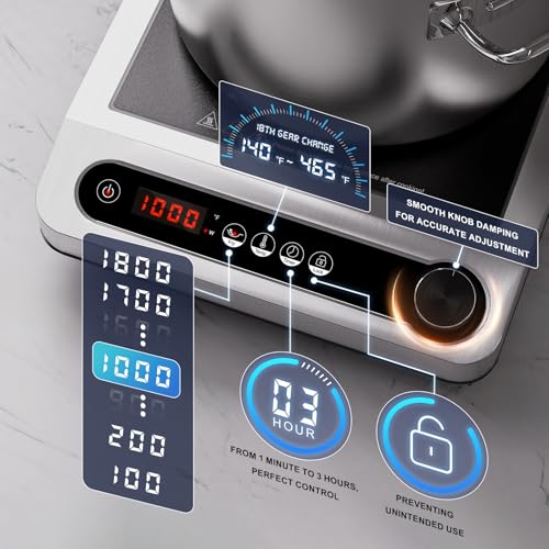 Induction Cooktop, 1800W Portable Burner with Timer S297