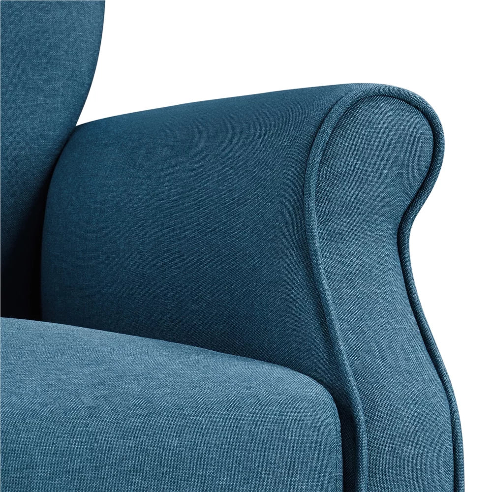 Navy Blue Upholstered Accent Chair with Wooden Legs J54515
