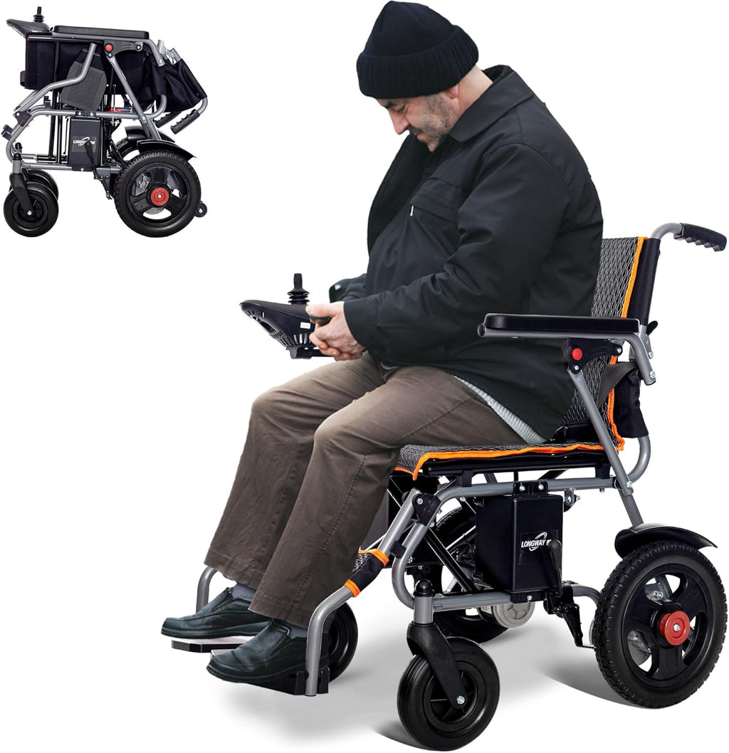 Portable Motorized Wheelchairs - Electric Wheelchair for Adults, Lightweight and Easy to Carry - Ideal for Travel and Daily Us, One-Click Mute Function and SOS Alert Buttone, Ships from USA