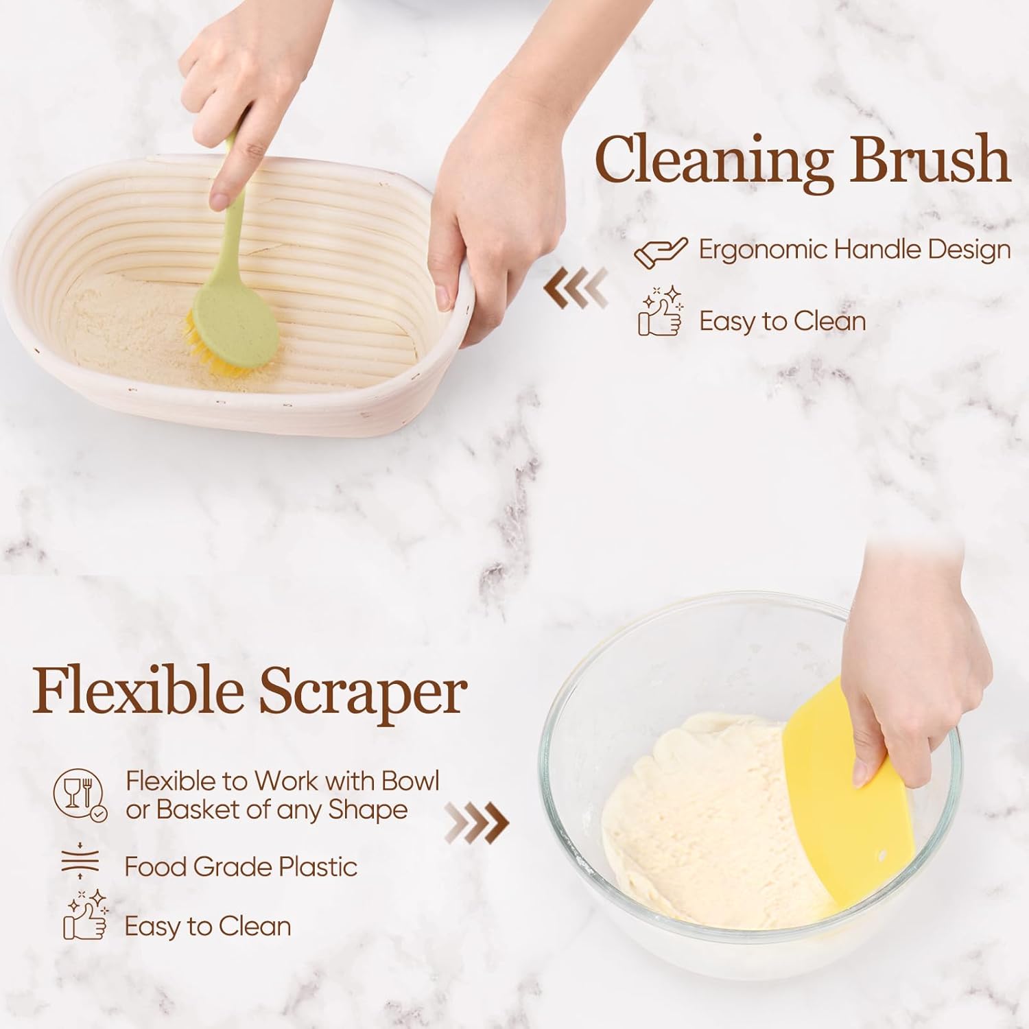 Sourdough Bread Proofing Basket Set with Bread Making Supplies A965