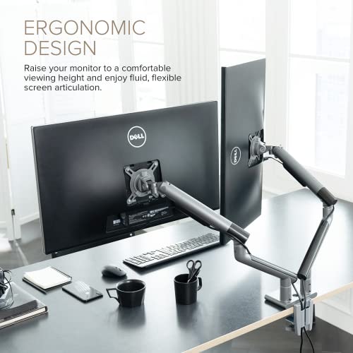 Dual Monitor Arm Mount Stand for Desk, Adjustable Full Motion, Fits 17"-32" VESA Displays D740701