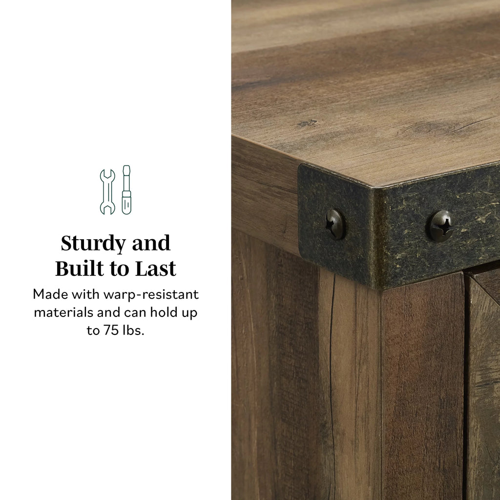 Farmhouse Barn Door Accent Cabinet, Reclaimed Barnwood I4596