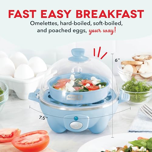 Rapid Egg Cooker for 6 Eggs, Hard Boiled, Poached, Scrambled, or Omelets, Auto Shut Off - Black O7665