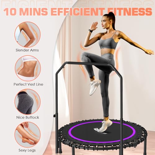 Foldable Mini Trampoline with Adjustable Foam Handle for Indoor Workout M8038