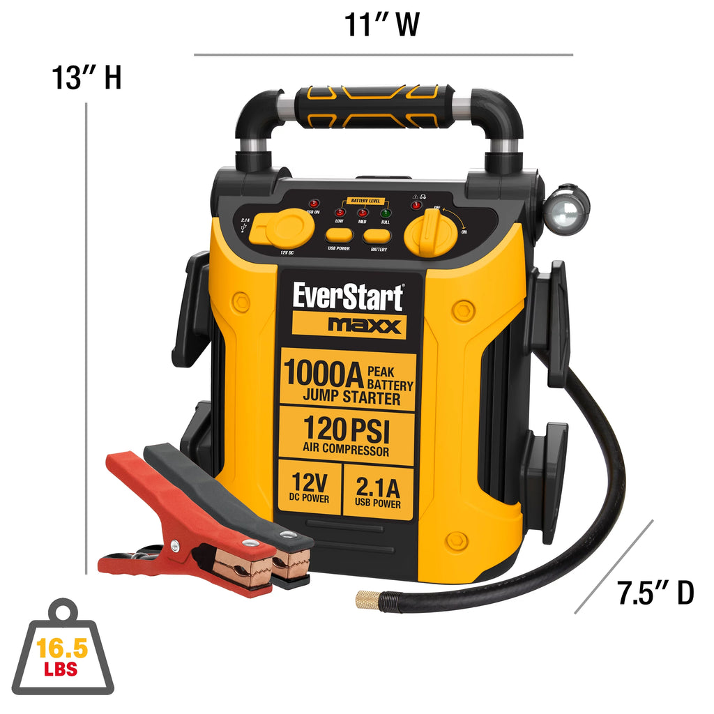 1000 Peak Amp Jump Starter with Compressor, DC and USB Power U53241