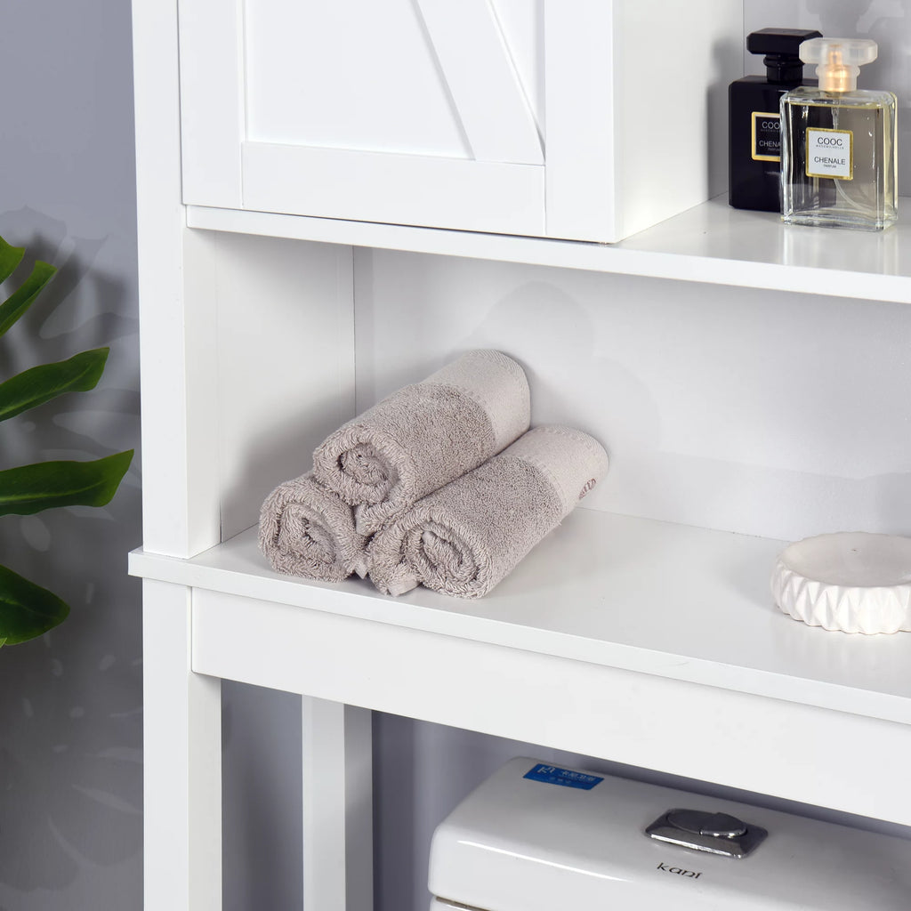 Over-the-Toilet Storage Cabinet with Adjustable Shelves and Barn Door K2863
