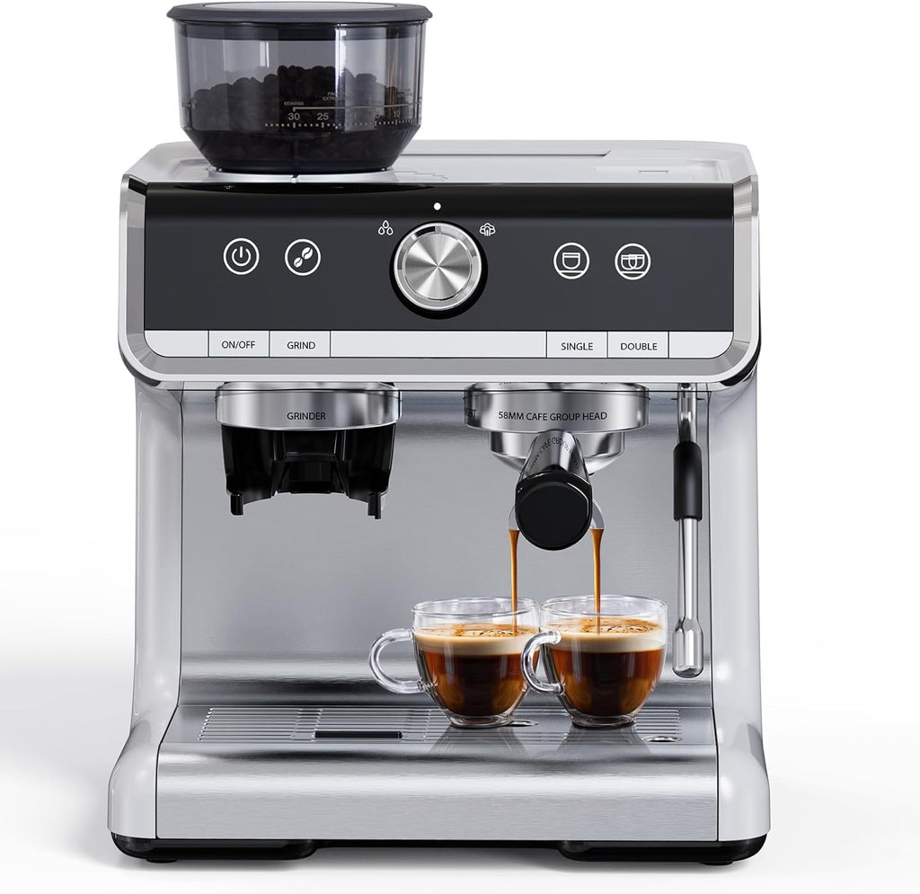 Coffee Machine 20 Bar Pressure, Stainless Steel Espresso Maker Cappuccino, And Macchiato With Milk Frother 2.8l Water Tank, Commercial Espresso Machine Barista Kit, For Latte