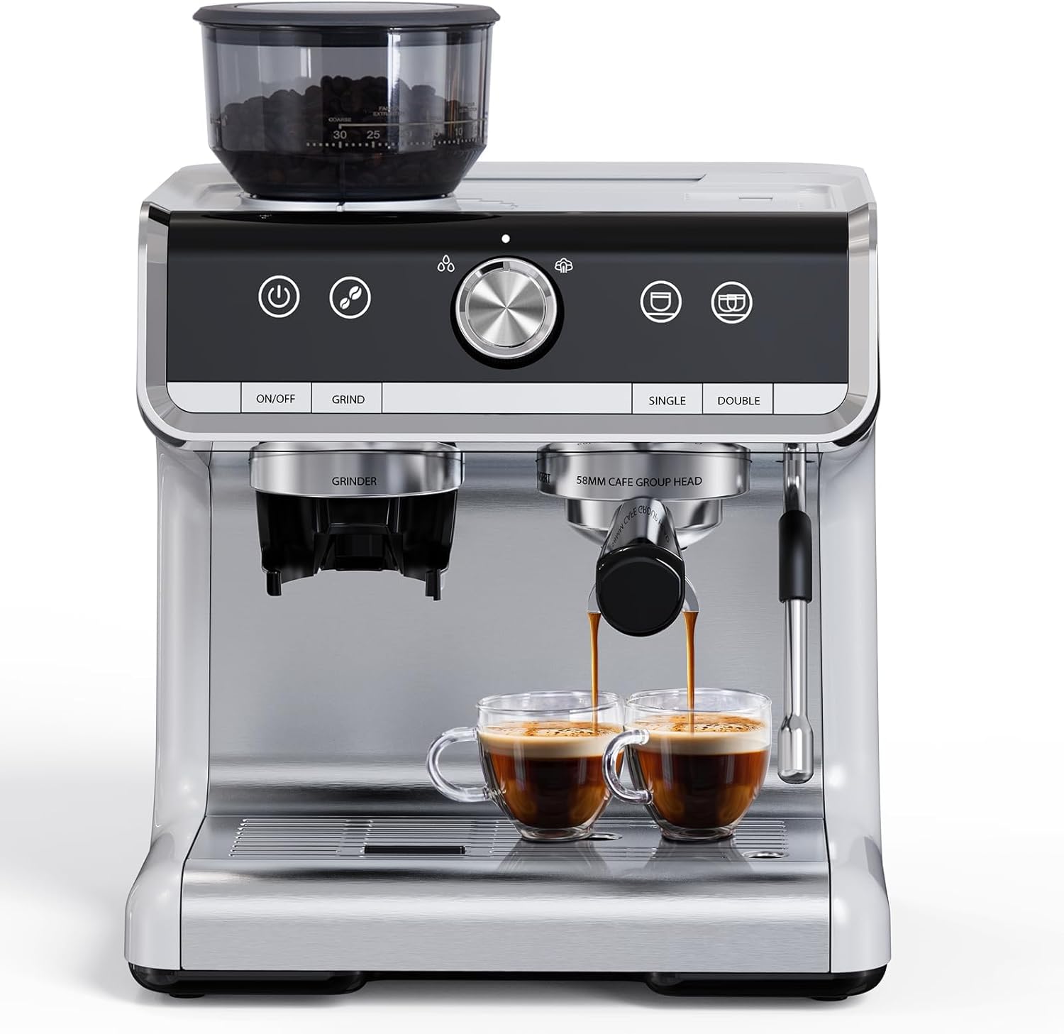 Coffee Machine 20 Bar Pressure, Stainless Steel Espresso Maker Cappuccino, And Macchiato With Milk Frother 2.8l Water Tank, Commercial Espresso Machine Barista Kit, For Latte