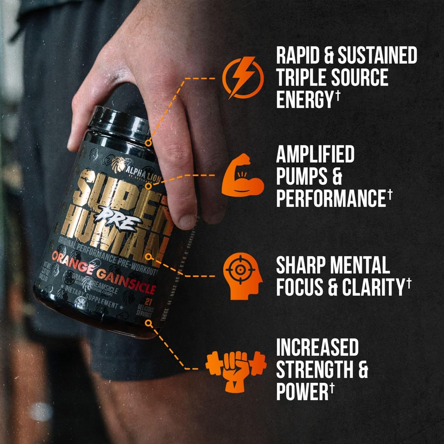 Pre Workout Powder with Beta Alanine, L-Taurine & Caffeine for Energy and Focus T8416
