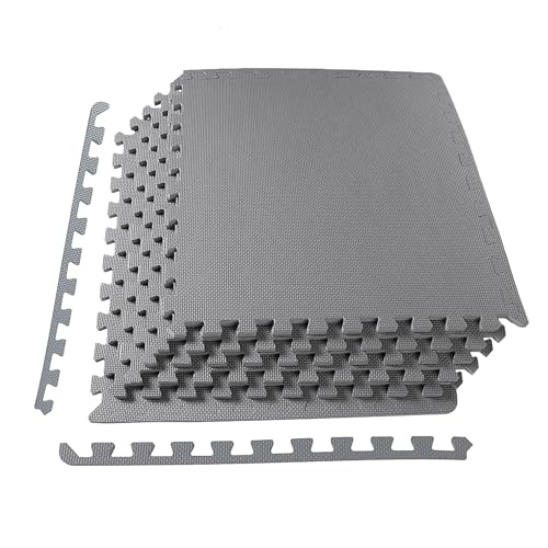 1" Thick EVA Interlocking Foam Gym Flooring Mat, 6 Tiles, Black M5857