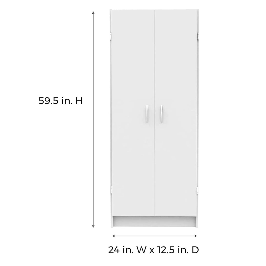 Pantry Cabinet with 2 Doors and Adjustable Shelves, White Q526