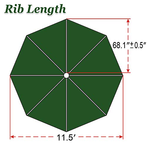 Patio Umbrella Canopy Cover for 11.5ft 8 Ribs L552