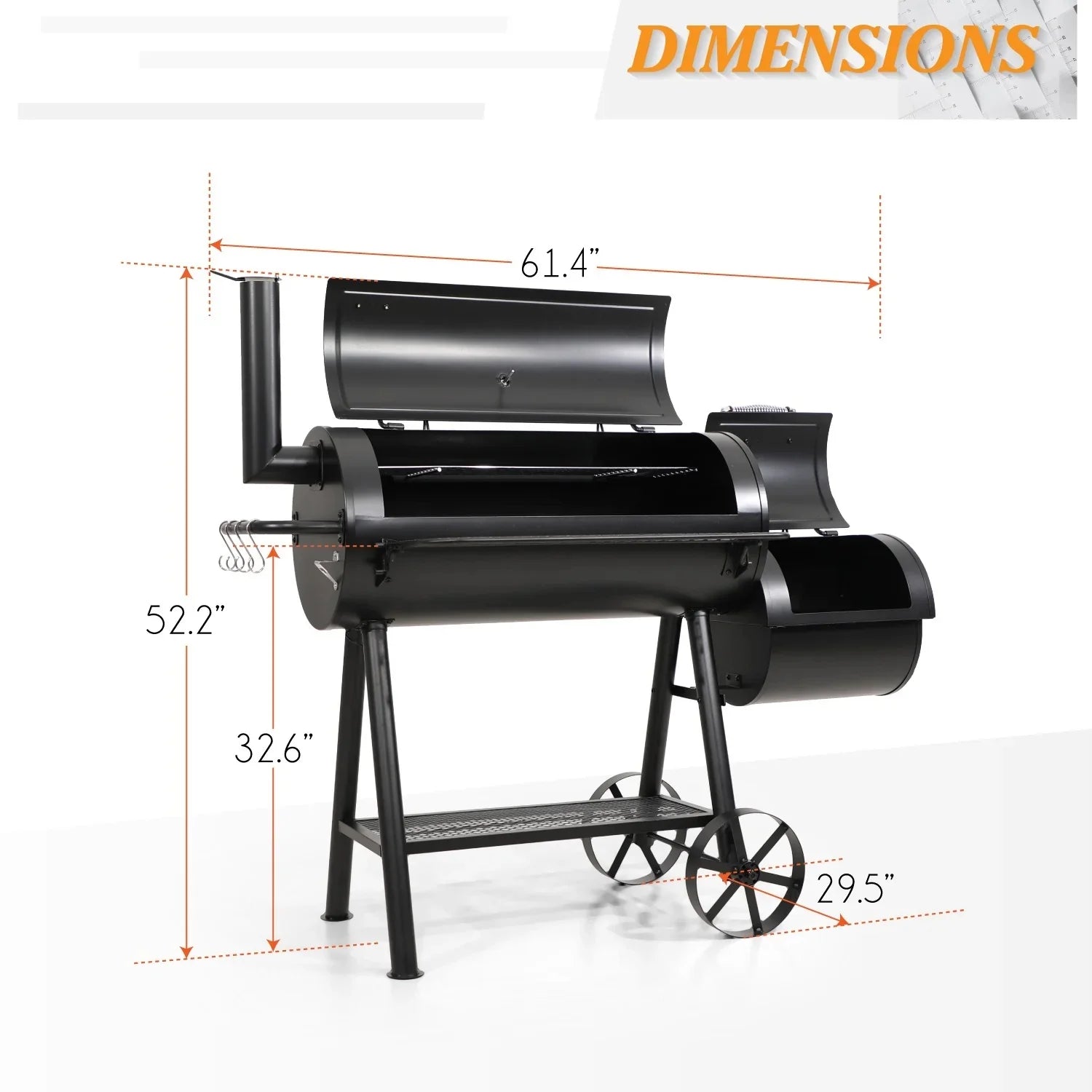 Charcoal Grill with Offset Smoker, Extra Large BBQ U7560