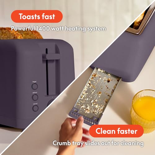2 Slice Slim Toaster with 6 Shade Control, Reheat & Cancel, Removable Crumb Tray E366018