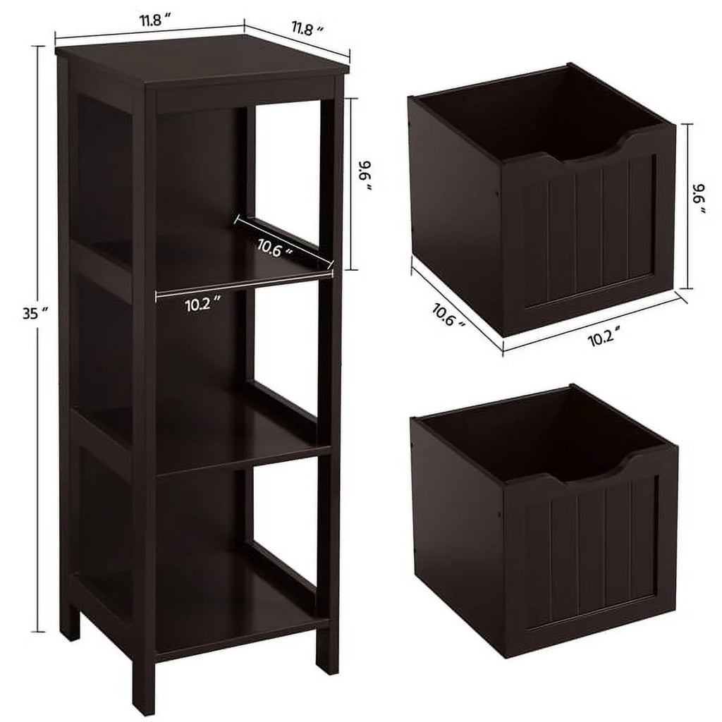 Bathroom Floor Cabinet with 2 Drawers and 1 Shelf, Free-Standing Wooden Storage Organizer M798