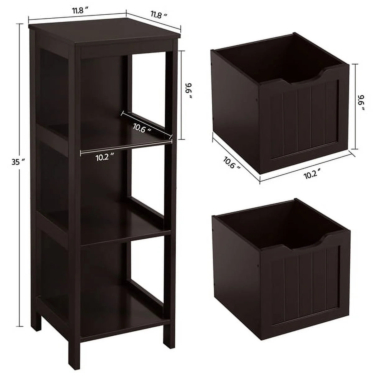 Bathroom Floor Cabinet with 2 Drawers and 1 Shelf, Free-Standing Wooden Storage Organizer M798