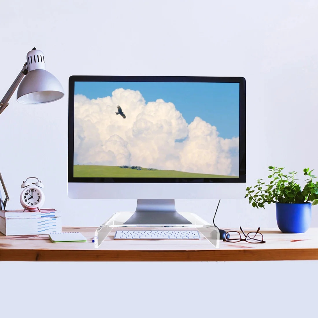 Acrylic Monitor Stand with Storage Shelf Q6290