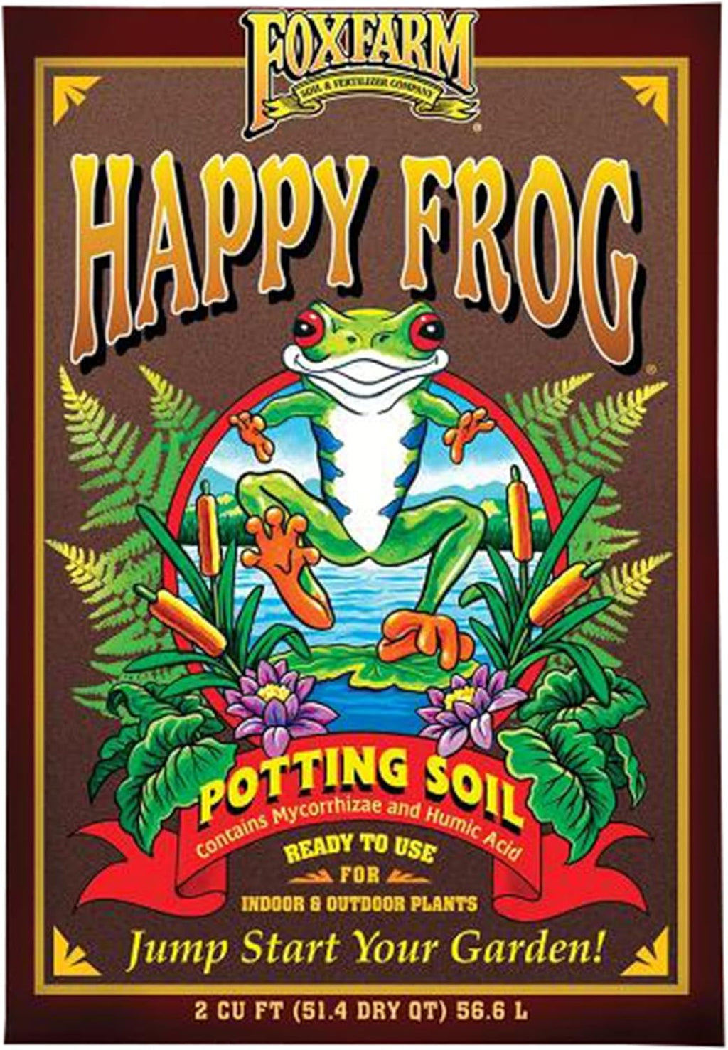 FoxFarm Happy Frog Potting Soil, 2cu ft – for Indoor/Outdoor Container Plants, Improves Root Efficiency, pH Adjusted for Optimal Nutrient Uptake – Contains Microbes and Humic Acids