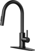 FORIOUS Black Kitchen Faucets, Kitchen Sink Faucet with Pull Down Sprayer Matte Black, Stainless Steel Faucet for Kitchen Sink with High Arc Spout, High Gooseneck Kitchen Faucet Modern 1 or 3 holes