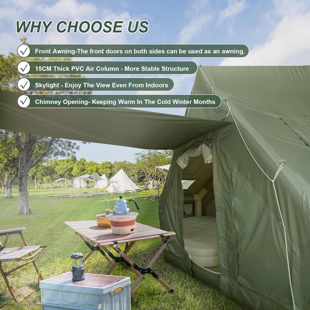 Inflatable Camping Tent with Pump, Stove Jack, 4-6 Person, Waterproof B654