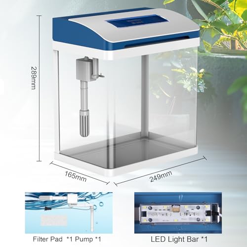 Self-Cleaning 2 Gallon Glass Aquarium Starter Kit with Adjustable 7-Color Light M1227