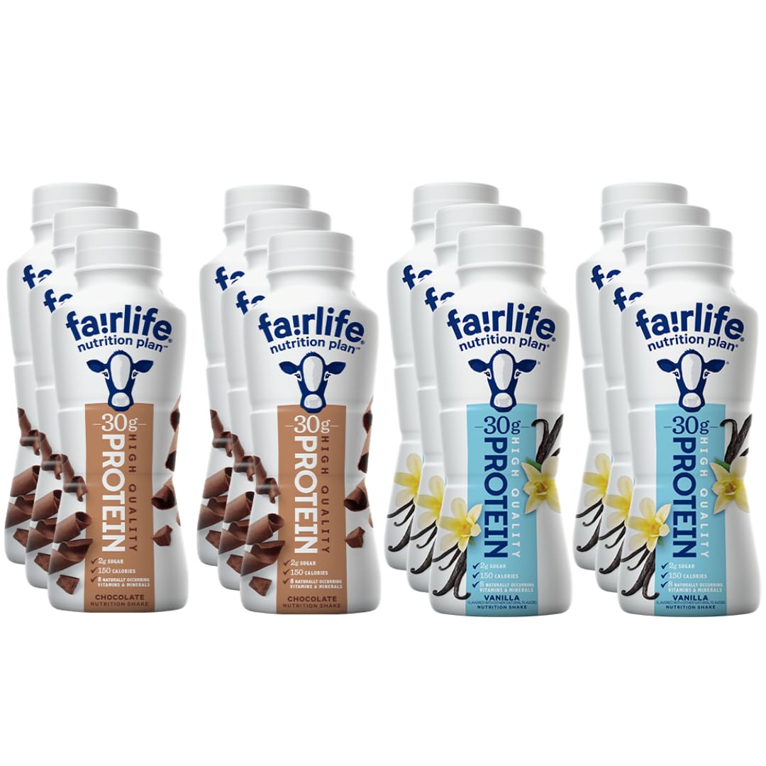 Fairlife Nutrition Plan High Protein Shake Variety Pack Sampler - Chocolate & Vanilla - 11.5 Fl Oz (12 Pack)
