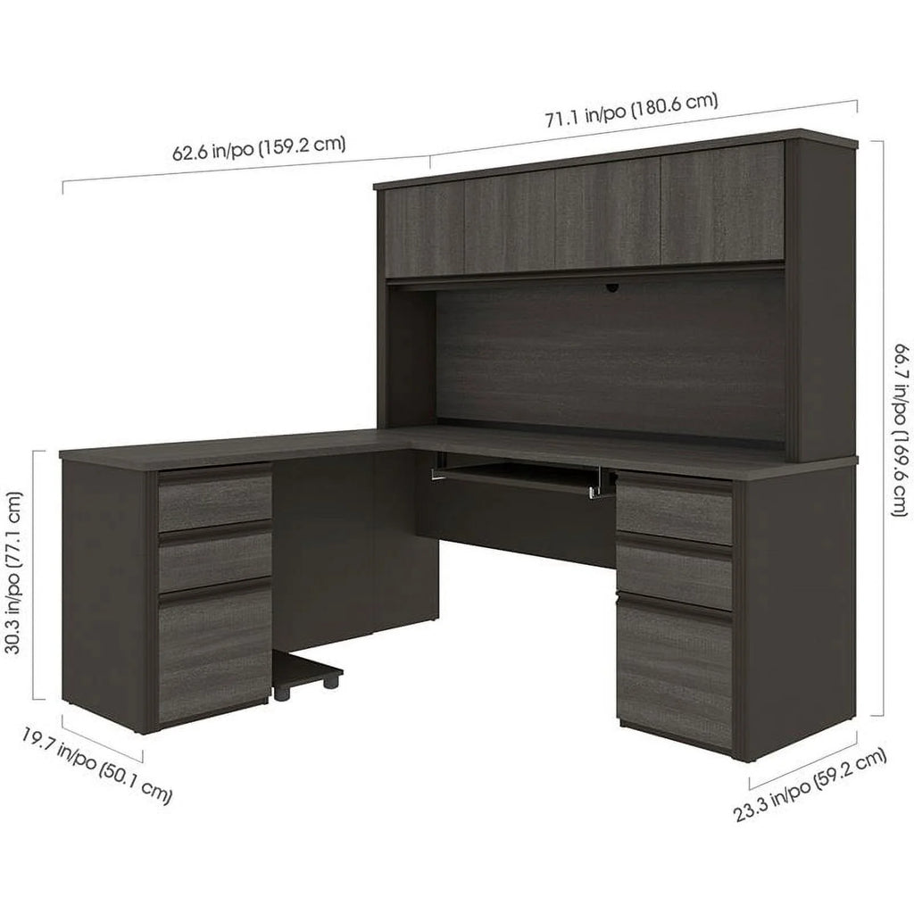 L Shaped Computer Desk with Hutch Q9139