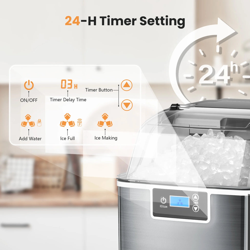 Countertop Ice Maker, Nugget Chewable Soft Ice, 44 lbs/24 H, Auto-Cleaning R74198