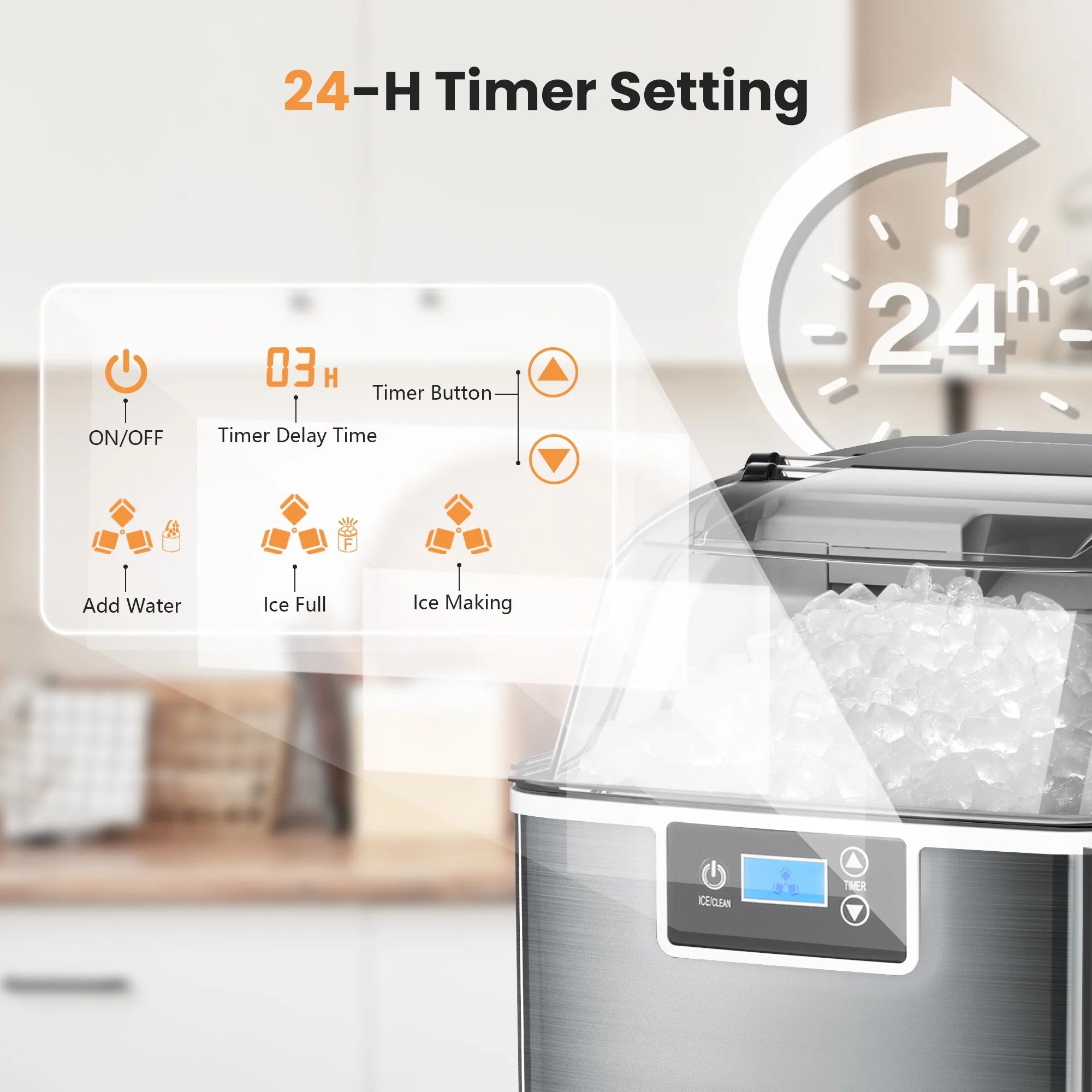 Countertop Ice Maker, Nugget Chewable Soft Ice, 44 lbs/24 H, Auto-Cleaning R74198