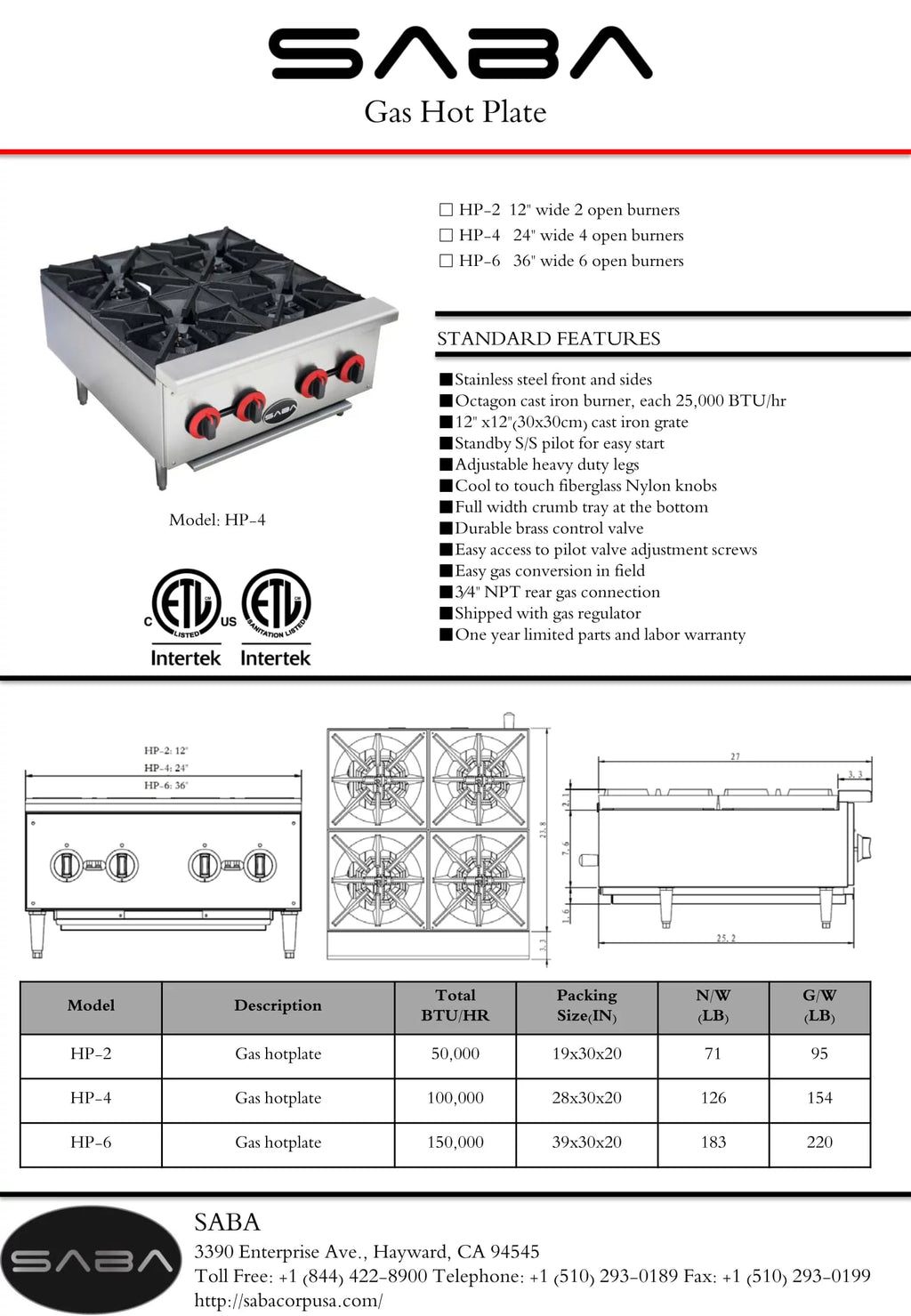2 Burner Commercial Stainless Steel Hot Plate T2889