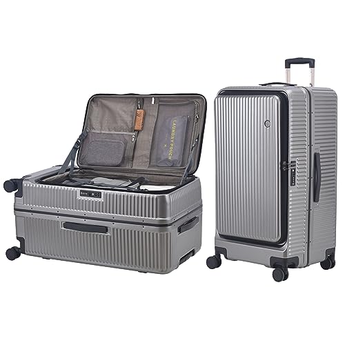 Checked Luggage with Side Opening Zipper, Lightweight Hardshell Suitcase, White J11141