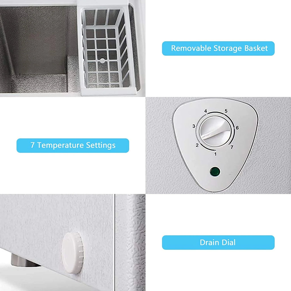 Compact Chest Freezer with Top Open Door and Removable Basket R7666