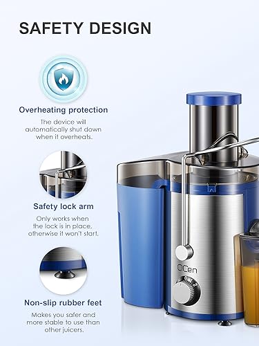Juicer Machine, 800W Centrifugal Extractor with Wide Mouth Feed Chute, Stainless Steel, BPA-free V753