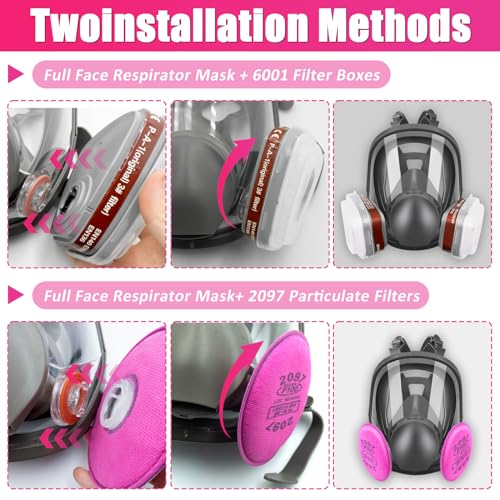 Reusable Full Face Respirator Mask with Filters for Spray Paint and Welding P31754