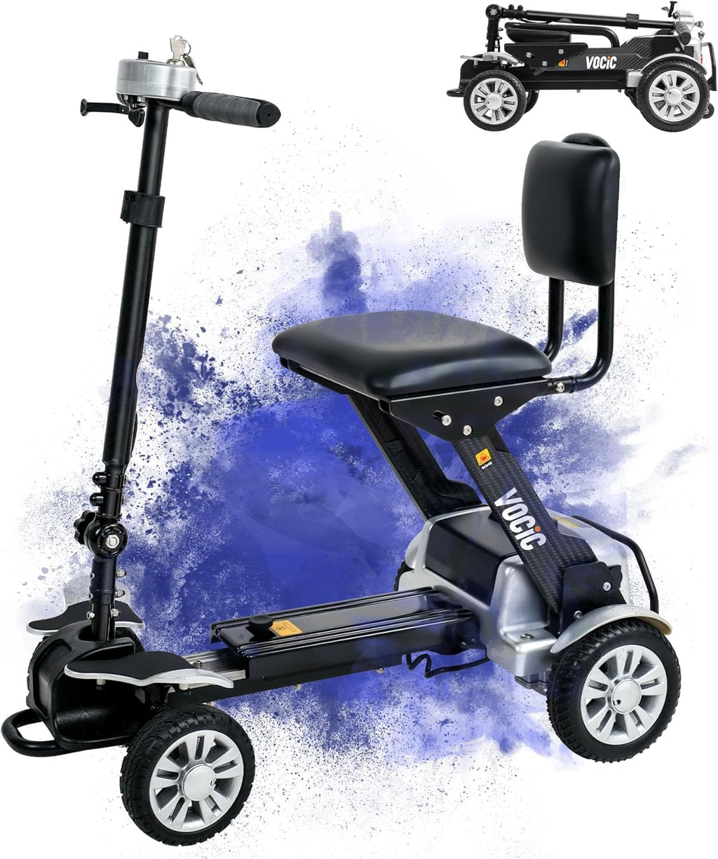 Mobility-Scooter-Carbon-Fiber, Powered-Mobility-Scooters-for-Seniors-Adults, Lightweight Adult Motorized E Scooter 46LBS, 4 Wheel Electric Scooter with Seat, Folding Motor Scooter-2024 New