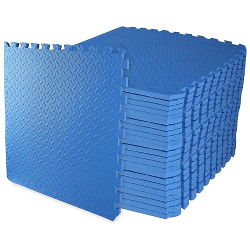 1" Thick EVA Interlocking Foam Gym Flooring Mat, 6 Tiles, Black M5857