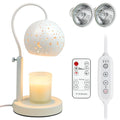 Candle Warmer Lamp with Timer, Electric Wax Melt warmer with 2 Bulbs and Remote Controls, Dimmable and Height Adjustable, Suitable for Aroma Candles, Gifts for Home Decorations, White Star