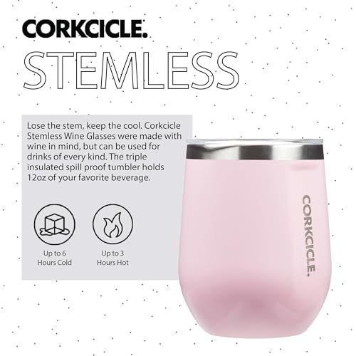 Insulated Stemless Wine Glass Tumbler, 12 oz, Stainless Steel, Powder Blue T624