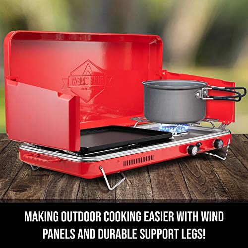 2-in-1 Gas Camping Stove and Griddle, Portable Propane Burner with Igniter G2670